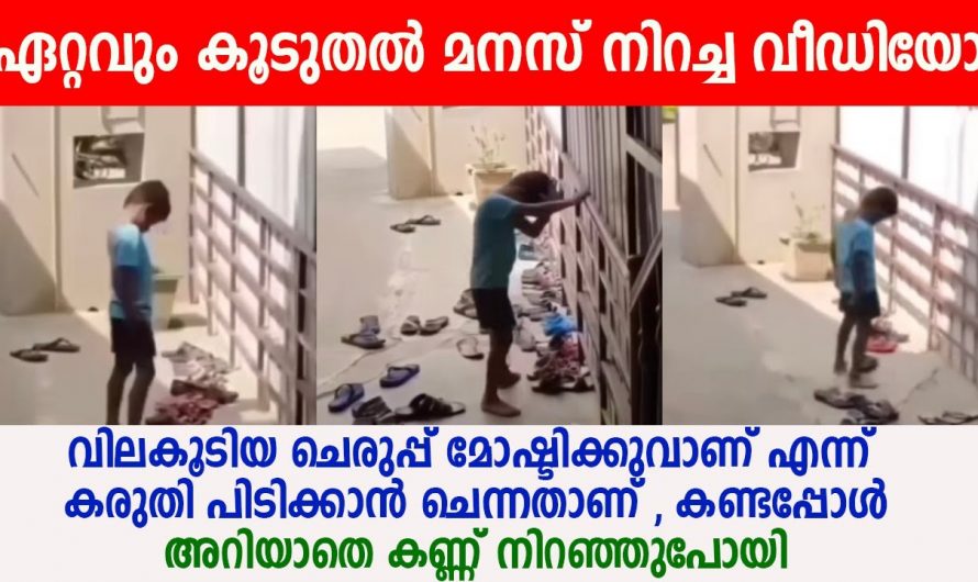 അലക്ഷ്യമായി ഇട്ടിരുന്ന  ആ ചെരുപ്പുകൾ ആ . ചെറുപ്രായത്തിൽ പയ്യൻ ചെയ്യുന്നത് കണ്ടോ
