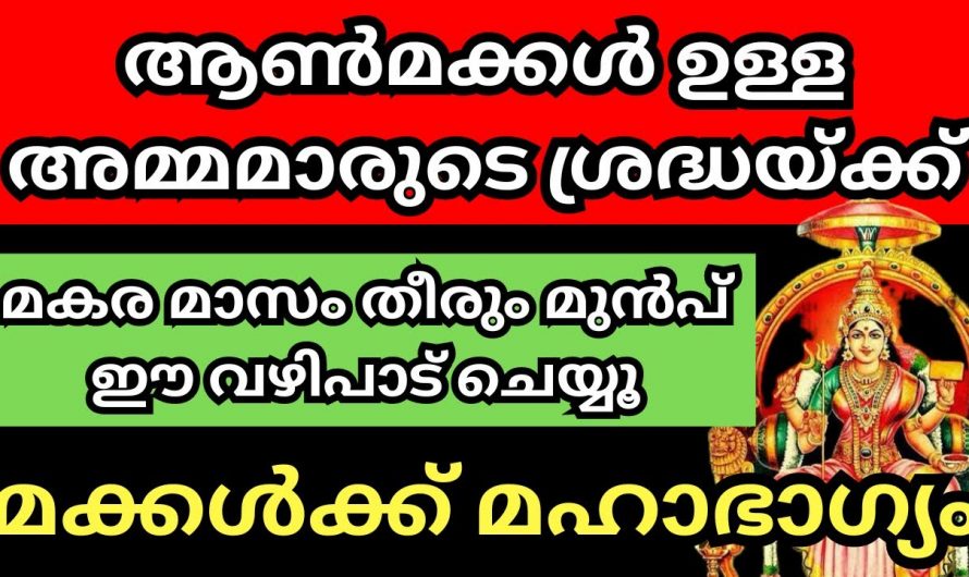 മകരമാസം തീരുന്നതിനു മുൻപ് അമ്മമാർ ആൺ മക്കൾക്ക് ചെയ്യേണ്ടത് ഇത്രമാത്രം…