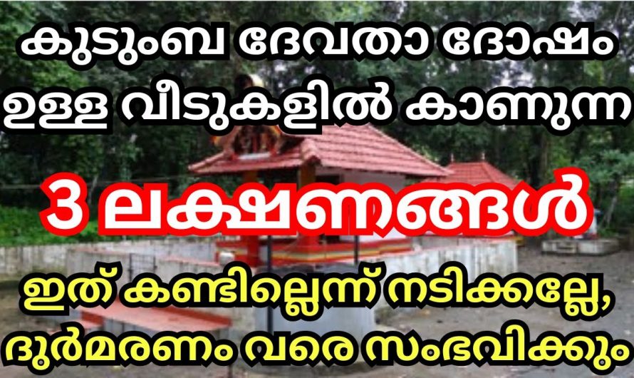 നിങ്ങളുടെ വീടുകളിൽ കുടുംബ ദേവത കോപം ഉണ്ട് എങ്കിൽ ഈ ലക്ഷണങ്ങളിലൂടെ മനസ്സിലാക്കാവുന്നതാണ്…